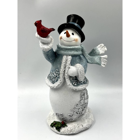 Hallmark Set of 2 Winter Wonderland Snowman With Cardinal Figurine And L amp be - Picture 3 of 9